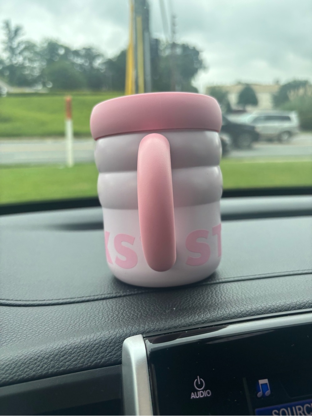 Starbucks Pink Ridged Insulated Mug with Handle
